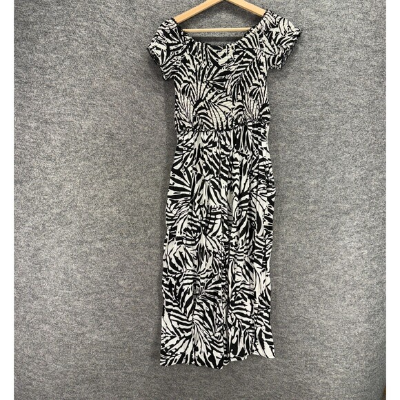 Patrons of Peace Jumpsuit  Women S Small White Geometric V-Neck Short Sleeve - Picture 2 of 8